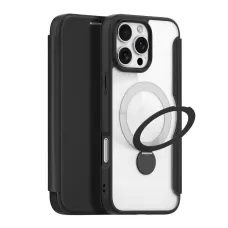 Dux Ducis Skin X Pro iPhone 16 Pro tok MagSafe-fel, fliptok és állvány funkcióval - Fekete