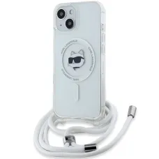 Karl Lagerfeld IML Choupette fej & zsinór MagSafe tok iPhone 13 / 14 / 15 - átlátszó tok