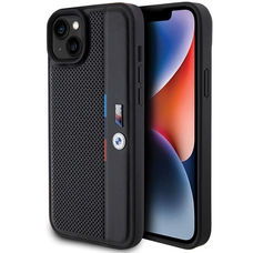 BMW Perforated Tricolor Line tok iPhone 15 / 14 / 13 - fekete
