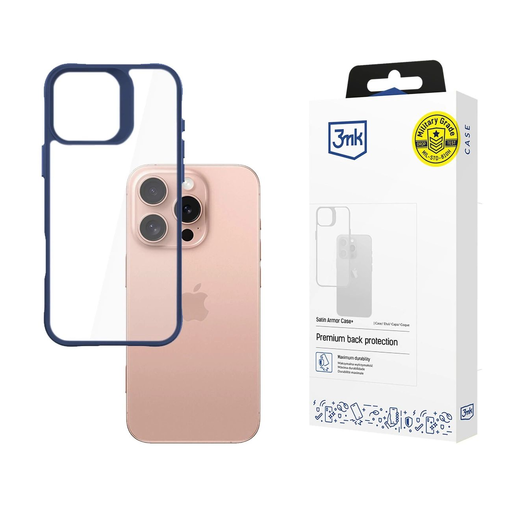3mk Satin Armor Case+ Kék tok Apple iPhone 16 Pro - áttetsző 3mk Satin Armor Case+ Kék tok Apple iPhone 16 Pro - áttetsző