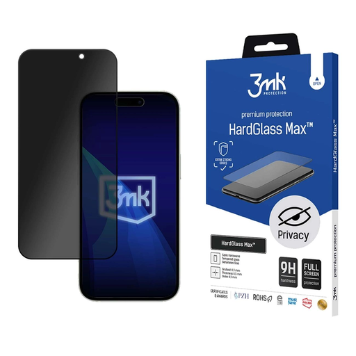 9H Privacy Glass 3mk HardGlass Max Privacy Apple iPhone 16 Pro üvegfólia 9H Privacy Glass 3mk HardGlass Max Privacy Apple iPhone 16 Pro üvegfólia