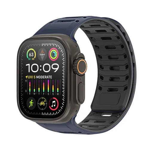 DUX DUCIS szíj CS mágneses szilikon Apple Watch 42/44/45/46/49mm kék-fekete