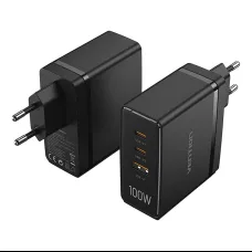 Vention FEGB0-EU hálózati töltő 2xUSB-C 1xUSB-A 100W/100W/30W GaN (fekete)