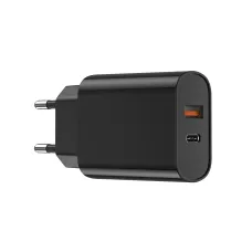 WIWU fali töltő Wi-U002 PD + QC 20W 1x USB 1x USB-C fekete