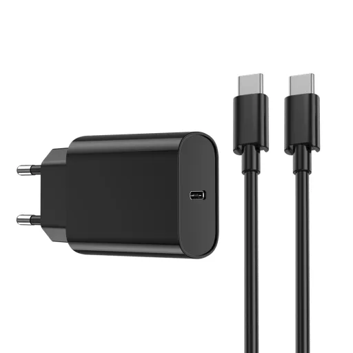 WIWU fali töltő Wi-U001 PD 20W 1x USB-C fekete + USB-C - USB-C kábel