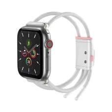 Apple Watch 4/5/6/7/8/SE/Ultra (42/44/45/49mm) óraszíj méretre állítható fehér/rózsaszín Baseus Lets go (LBAPWA4-B24)