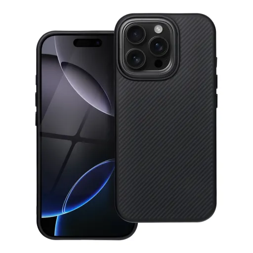 Carbon Elite Mag fliptok kompatibilis MagSafe-lel iPhone 15 Pro Max készülékhez fekete tok Carbon Elite Mag fliptok kompatibilis MagSafe-lel iPhone 15 Pro Max készülékhez fekete tok