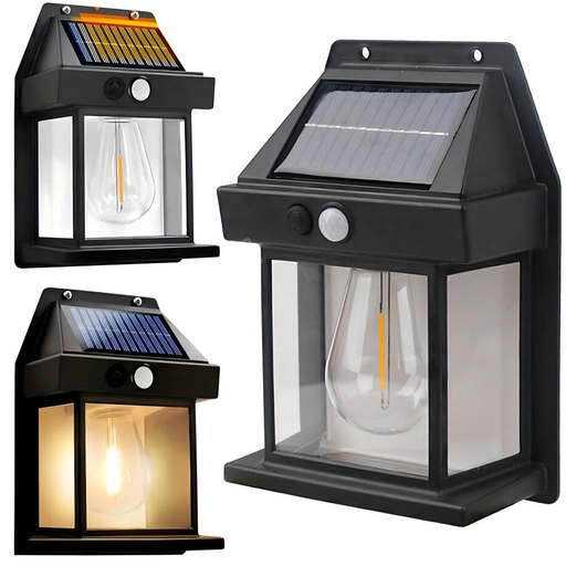Napelemes LED kerti homlokzati lámpa RC-K-1536 fekete