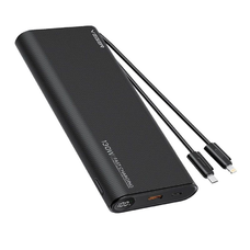 VEGER powerbank 25 000 mAh beépített Type C / Lightning kábelekkel PD 130W TCE130 (W2503) fekete