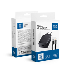 BLUE STAR hálózati töltő Type C + Type C - Lightning kábel PD QC4.0 3A 20W TFB-TC-20WPD fekete