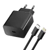 BLUE STAR hálózati töltő Type C + Type C - Lightning kábel PD QC4.0 3A 20W TFB-TC-20WPD fekete - 2. kép