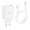 HOCO töltő 2 x Type C + USB A + kábel Type C - Lightning PD QC3.0 3A 35W N33 fehér - 3. kép