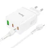 HOCO töltő 2 x Type C + USB A + kábel Type C - Lightning PD QC3.0 3A 35W N33 fehér - 4. kép