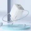 HOCO töltő 2 x Type C + kábel Type C - Lightning PD QC 45W GaN N42 fehér - 0. kép
