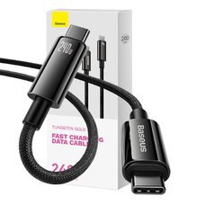 Baseus Tungsten Gold USB-C - USB-C gyors töltő adatkábel, 240W, 2m (fekete)