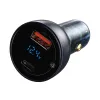 Baseus Univerzális autós töltő USB / USB Type C 65 W 5 A SCP Quick Charge 4.0 + Power Delivery 3.0 LCD kijelzővel + Type-C kábel szürke (TZCCKX-0G) - 3. kép