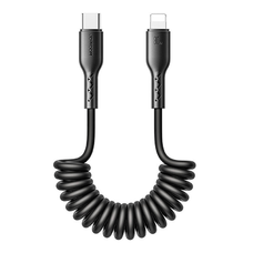 Gyors töltésű kábel autóhoz Joyroom Type-C - Lightning Easy-Travel sorozat 30W 1,5 m, spirál (fekete)