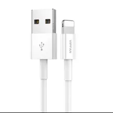 USB és Lightning kábel VFAN X03, 3A, 1m (fehér)