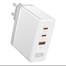 Fali töltő, Vention, FEGW0-EU, 2xUSB-C, USB-A, 100W/100W/30W, GaN (fehér)