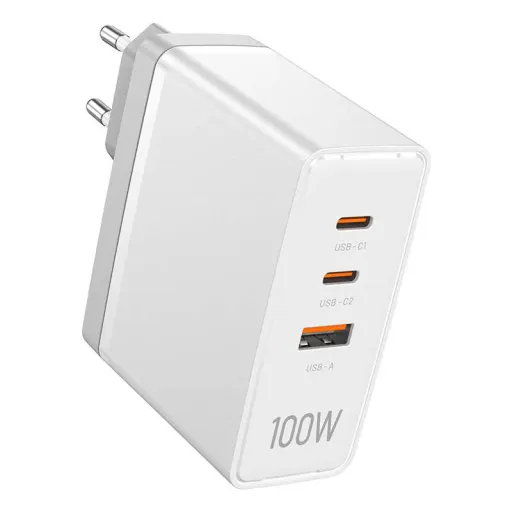 Fali töltő, Vention, FEGW0-EU, 2xUSB-C, USB-A, 100W/100W/30W, GaN (fehér)