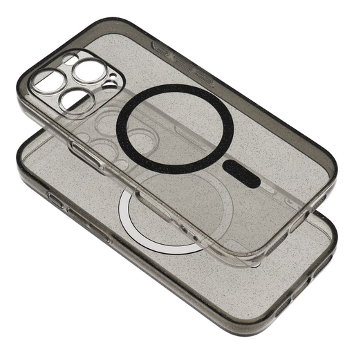CLEAR MAG COVER tok kamera védelemmel, kompatibilis MagSafe technológiával, iPhone 14 Pro Max fekete csillámos tok CLEAR MAG COVER tok kamera védelemmel, kompatibilis MagSafe technológiával, iPhone 14 Pro Max fekete csillámos tok
