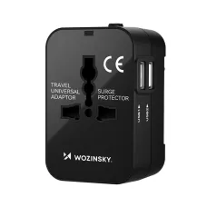 Wozinsky WUTWC utazó adapter univerzális 24W EU / US / AUS / UK / 2x USB-A - fekete