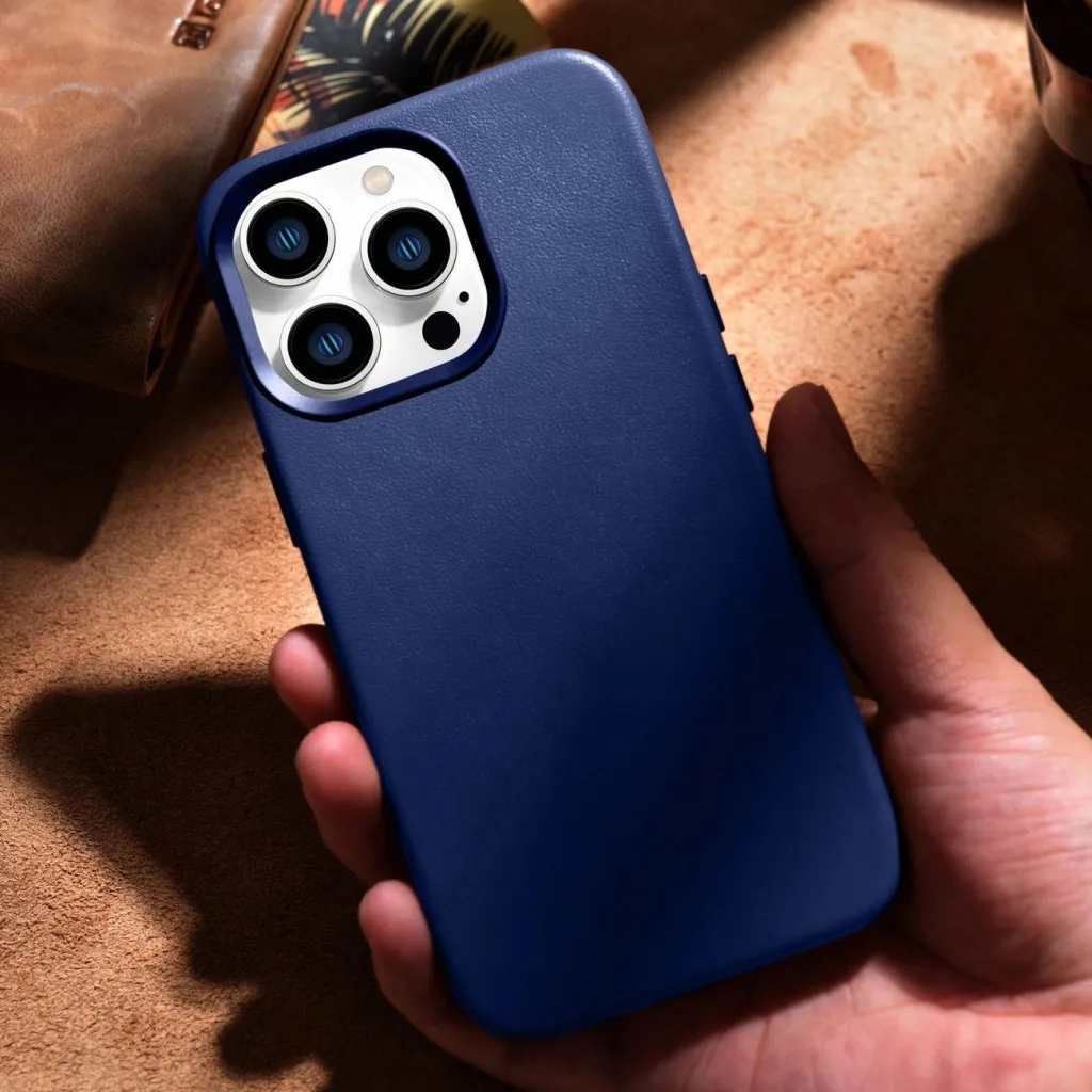 iCarer bőrtok valódi bőrből iPhone 14 Pro Max-hoz kék (WMI14220708-BU) (MagSafe kompatibilis) tok - 17