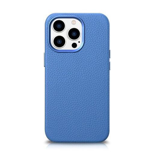 iCarer Litchi Prémium Bőrtok iPhone 14 Pro Mágneses Bőrtok MagSafe-fel Világoskék tok iCarer Litchi Prémium Bőrtok iPhone 14 Pro Mágneses Bőrtok MagSafe-fel Világoskék tok