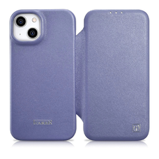iCarer CE Prémium Bőr Folio tok iPhone 14 Plus Mágneses Flip Bőr Folio Fliptok MagSafe Világos Lila (WMI14220715-LP)