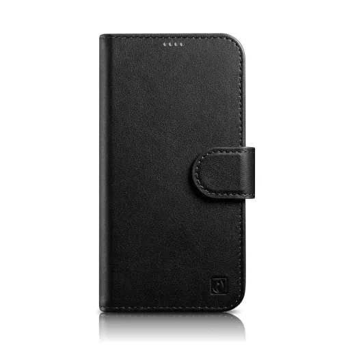 iCarer Wallet Case 2in1 tok iPhone 14 bőr fliptok Anti-RFID fekete (WMI14220725-BK)