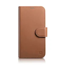 iCarer Wallet 2in1 bőr fliptok iPhone 14 Anti-RFID barna tok (WMI14220725-BN)