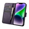 iCarer Wallet 2in1 tok iPhone 14 bőr fliptok Anti-RFID Sötét lila (WMI14220725-DP) - 1. kép