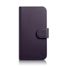 iCarer Wallet 2in1 tok iPhone 14 bőr fliptok Anti-RFID Sötét lila (WMI14220725-DP)