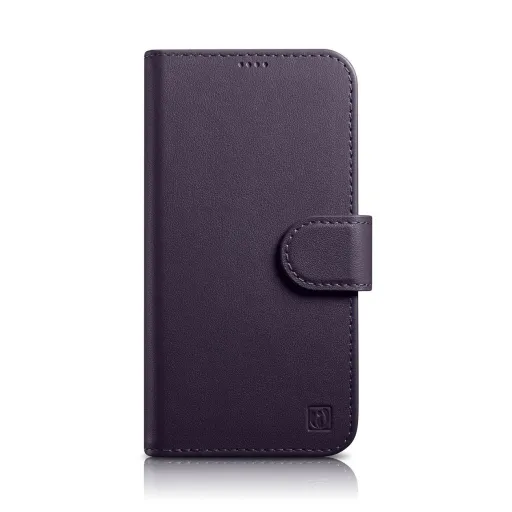 iCarer Wallet 2in1 tok iPhone 14 bőr fliptok Anti-RFID Sötét lila (WMI14220725-DP)