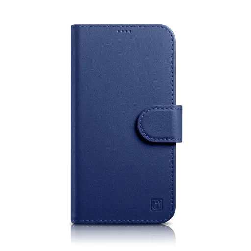 iCarer Wallet Case 2in1 Bőr Fliptok iPhone 14 Pro Max Anti-RFID Kék tok