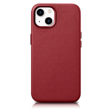 iCarer Case természetes bőrből készült tok iPhone 14 Plus-hoz piros (MagSafe kompatibilis) tok