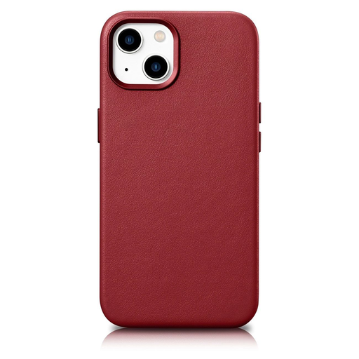 iCarer Case természetes bőrből készült tok iPhone 14 Plus-hoz piros (MagSafe kompatibilis) tok iCarer Case természetes bőrből készült tok iPhone 14 Plus-hoz piros (MagSafe kompatibilis) tok