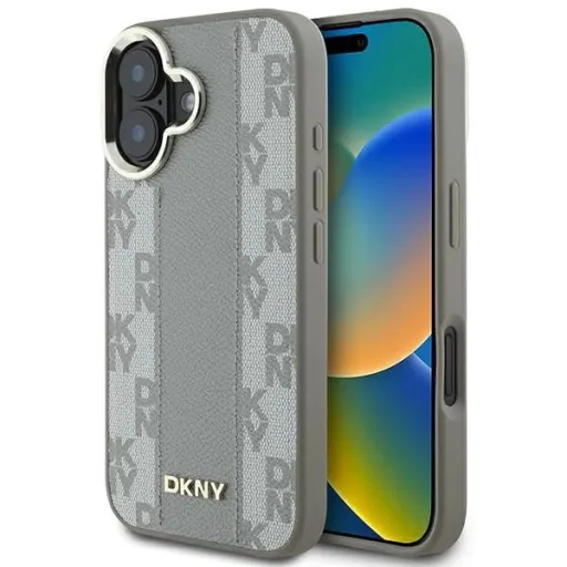 DKNY Négyzetrácsos Minta Magsafe iPhone 16 tok - Bézs