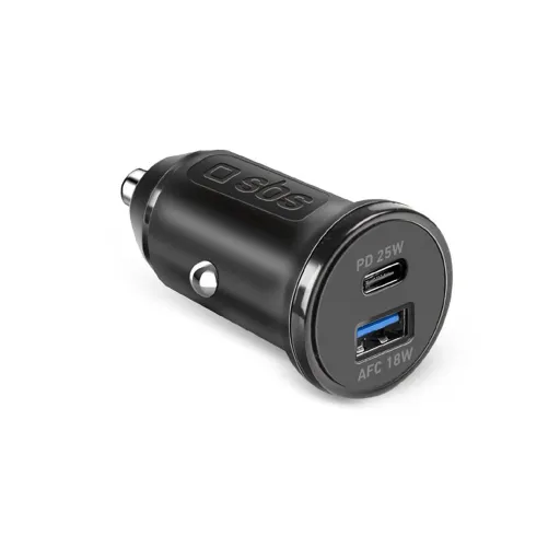 SBS TECRPD25W PD autós töltő 25W USB-A USB-C Power Delivery technológiával - fekete