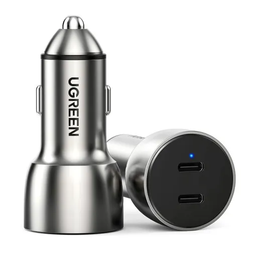 Ugreen Univerzális autós töltő 2x USB Type-C QC 4.0 PD 36 W FCP AFC 3 A szürke (CD213 70594)