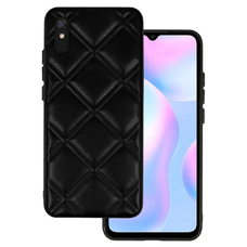 Bőr 3D tok Xiaomi Redmi 9A design 3 fekete tok