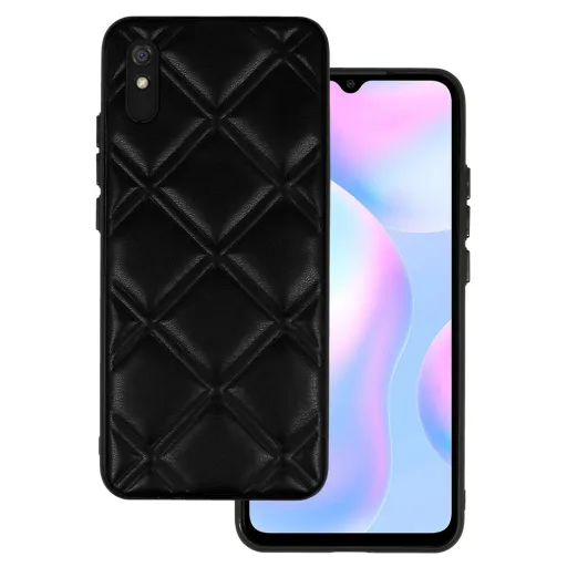 Bőr 3D tok Xiaomi Redmi 9A design 3 fekete tok