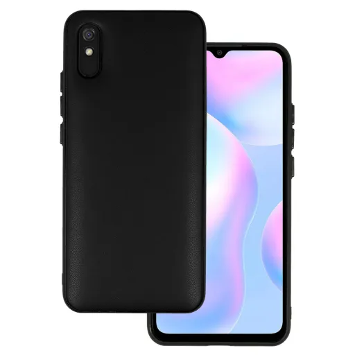 Bőr 3D tok Xiaomi Redmi 9A design 1 fekete tok