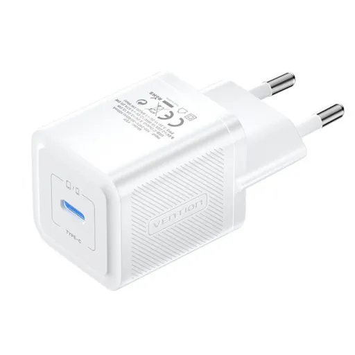 Hálózati töltő, Vention, FEPW0-EU, USB-C, 20W, GaN (fehér)