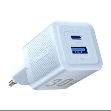 Fali töltő, Vention, FEQL0-EU, USB-C + USB-A, 30W/30W, GaN (kék)