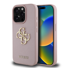 Guess PU Grained 4G Metal Logo iPhone 15 Pro Max tok Pink