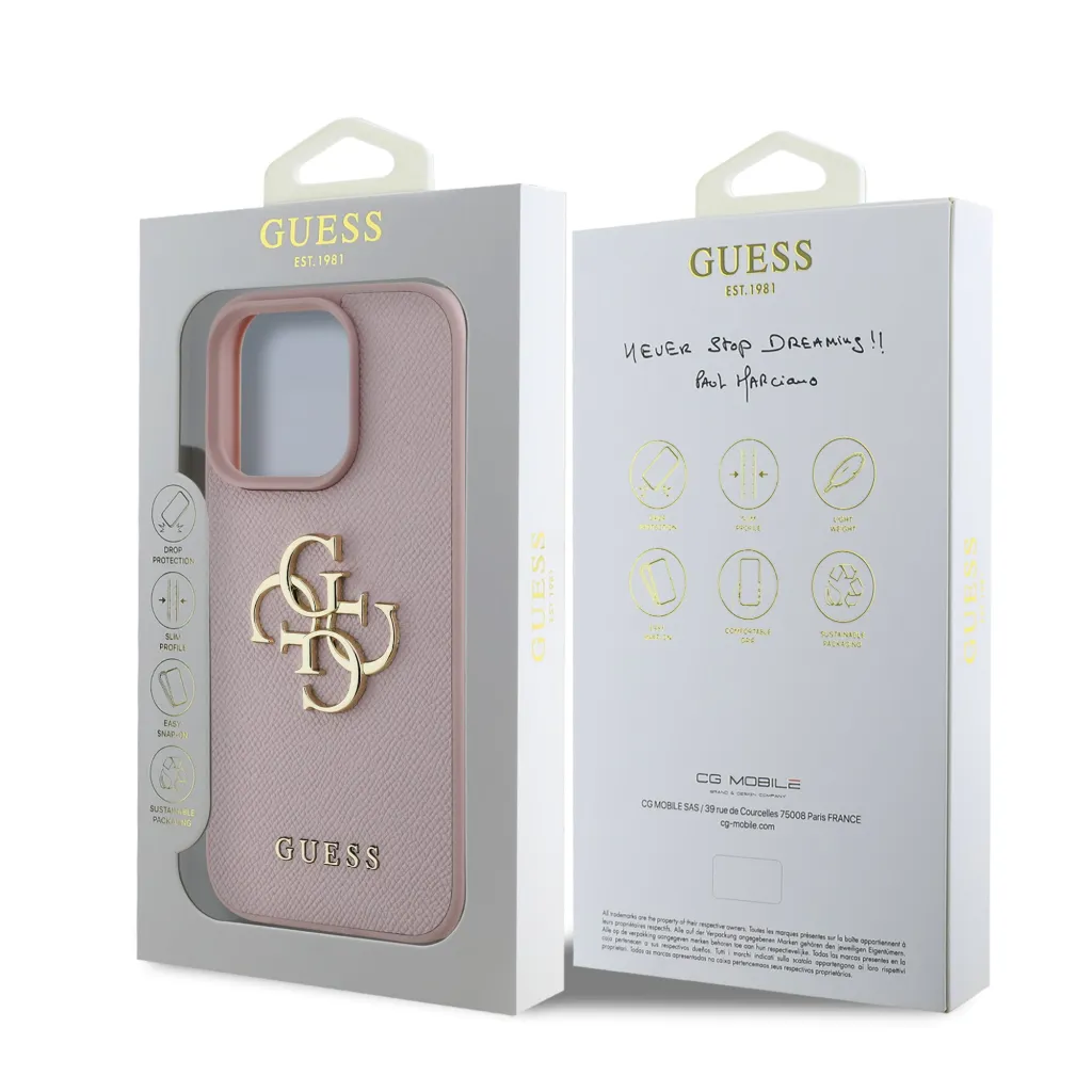 Guess PU Grained 4G Metal Logo iPhone 15 Pro Max tok Pink - 7