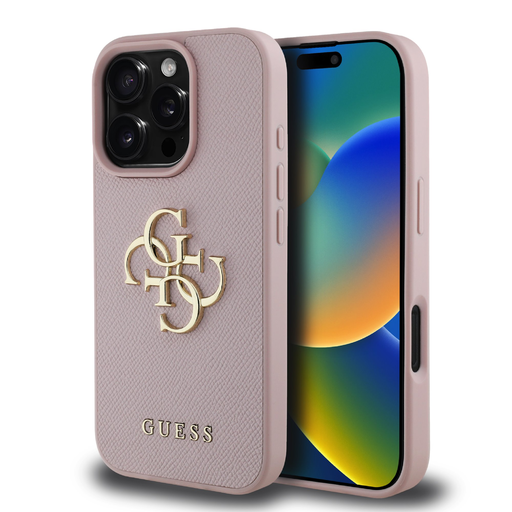 Guess PU Grained 4G Metal Logo tok iPhone 16 Pro Max rózsaszín Guess PU Grained 4G Metal Logo tok iPhone 16 Pro Max rózsaszín