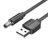 Tápellátás kábel USB 2.0 to DC 5.5mm csatlakozó 5V Vention CEYBD 0,5m (fekete) - 2. kép