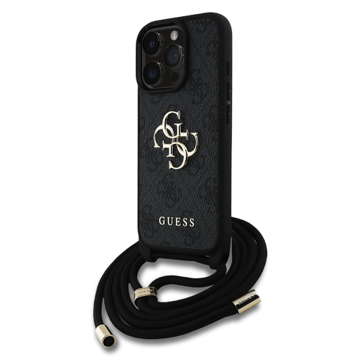 Guess PU 4G Fém Logó Crossbody Pántos tok iPhone 16 Pro Max Fekete tok Guess PU 4G Fém Logó Crossbody Pántos tok iPhone 16 Pro Max Fekete tok